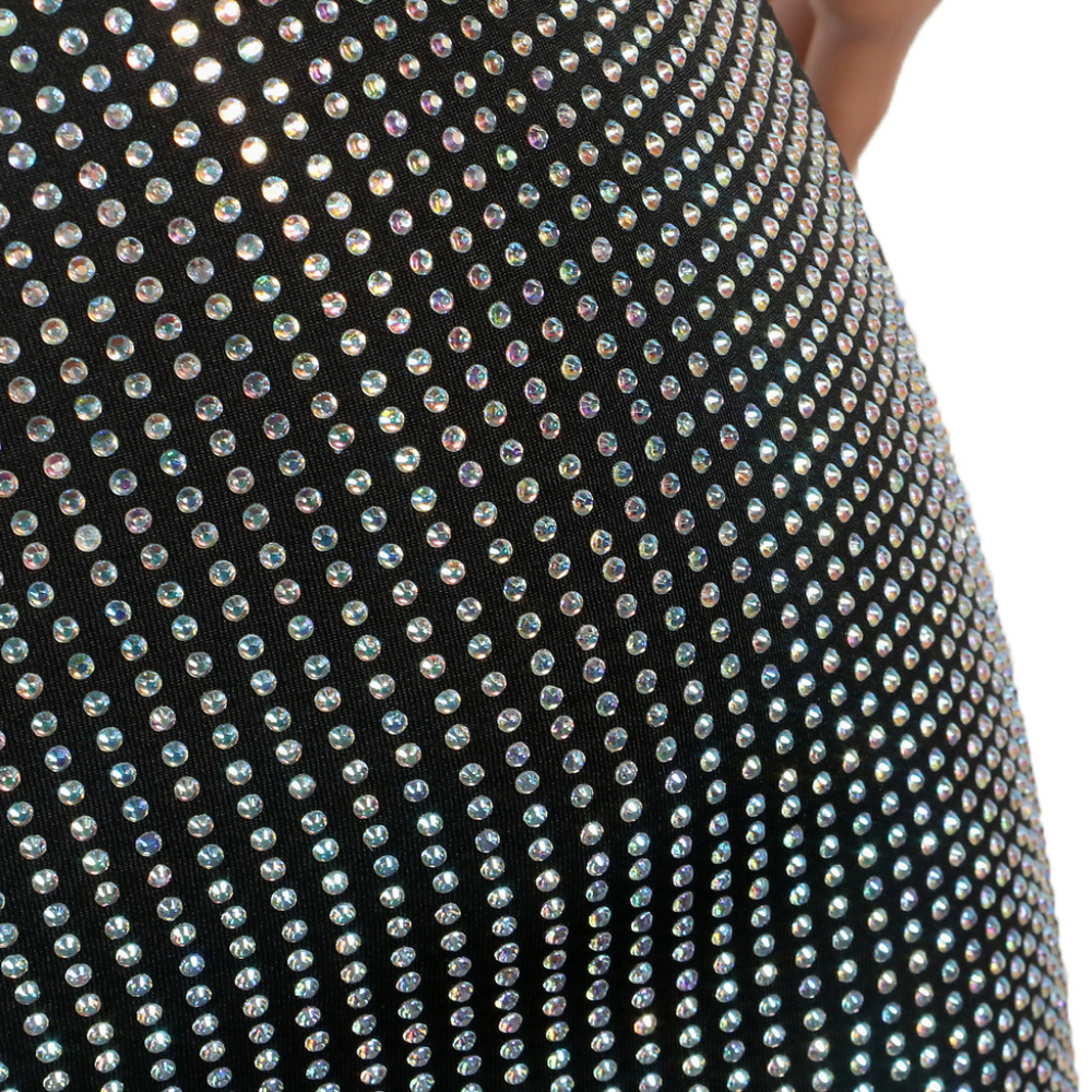 Iridescent Rhinestone Mini Crop Top Skirt Dress - Picture 3 of 8